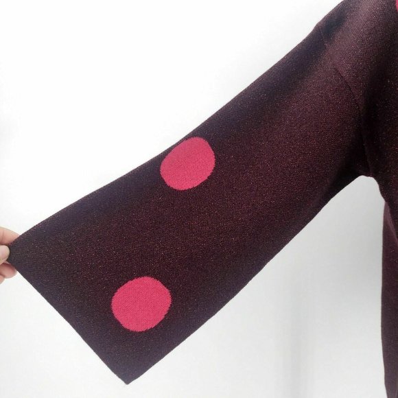 ANTHROPOLOGIE NUMPH Metallic Large Polka Dot Pullover Sweater 3/4 Sleeve - Picture 7 of 8